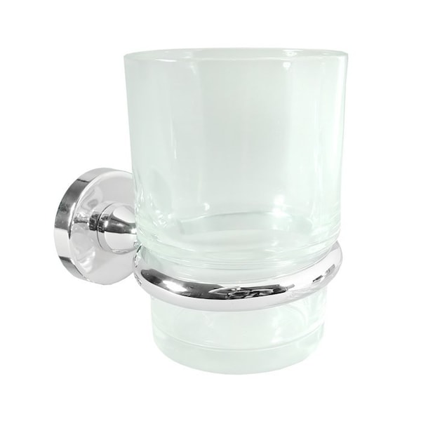 Chrome 3-3/4 Tall Glass Tumbler / Toothbrush Holder W/ Zinc Mount from the Nobe Series